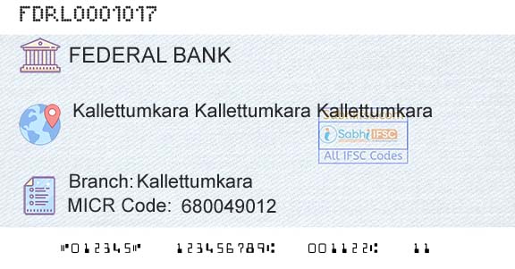 Federal Bank KallettumkaraBranch 