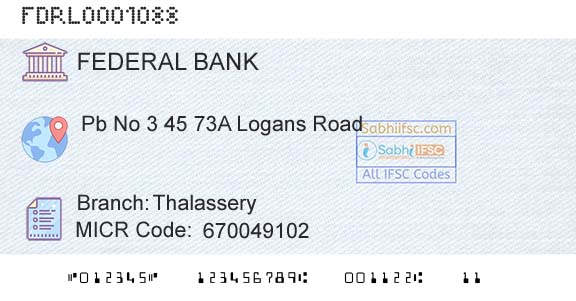 Federal Bank ThalasseryBranch 