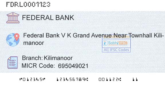 Federal Bank KilimanoorBranch 