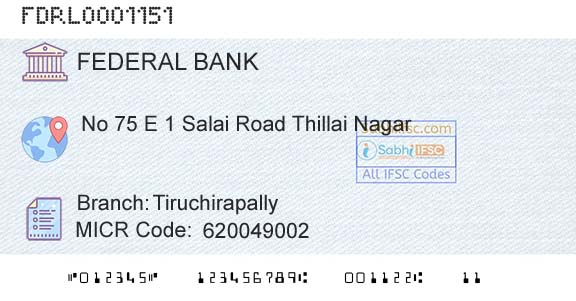 Federal Bank TiruchirapallyBranch 