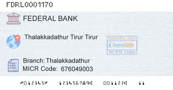 Federal Bank ThalakkadathurBranch 