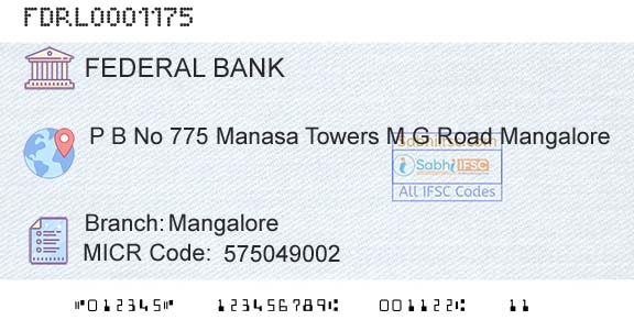 Federal Bank MangaloreBranch 
