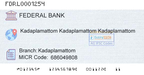 Federal Bank KadaplamattomBranch 