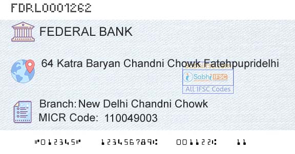 Federal Bank New Delhi Chandni ChowkBranch 