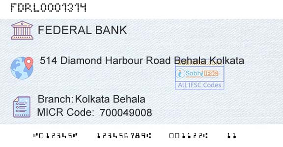 Federal Bank Kolkata BehalaBranch 