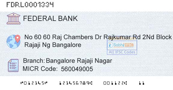 Federal Bank Bangalore Rajaji NagarBranch 