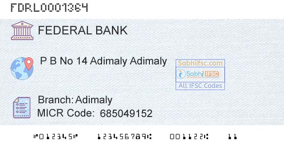 Federal Bank AdimalyBranch 