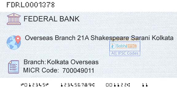Federal Bank Kolkata OverseasBranch 
