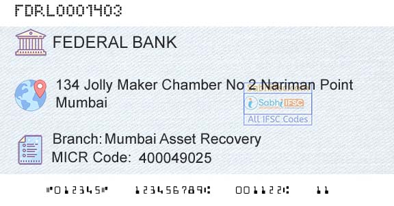 Federal Bank Mumbai Asset RecoveryBranch 