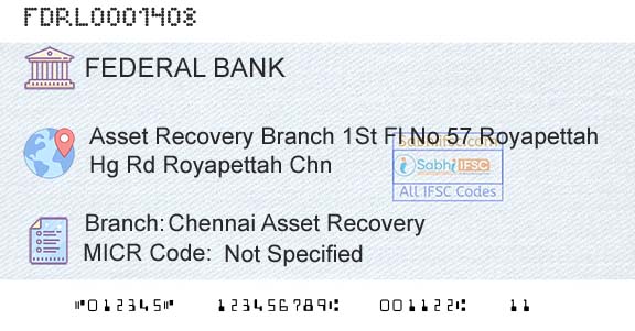 Federal Bank Chennai Asset RecoveryBranch 