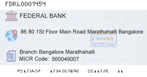 Federal Bank Bangalore MarathahalliBranch 