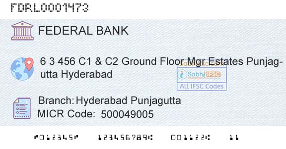 Federal Bank Hyderabad PunjaguttaBranch 