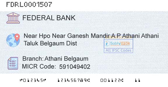 Federal Bank Athani Belgaum Branch 