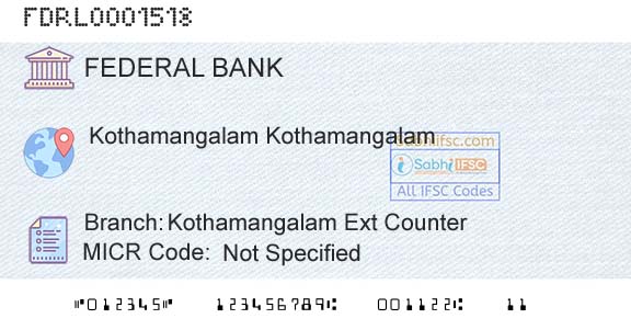 Federal Bank Kothamangalam Ext CounterBranch 