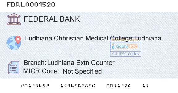 Federal Bank Ludhiana Extn CounterBranch 