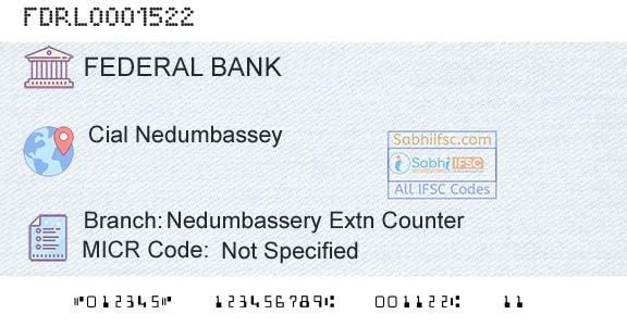Federal Bank Nedumbassery Extn CounterBranch 