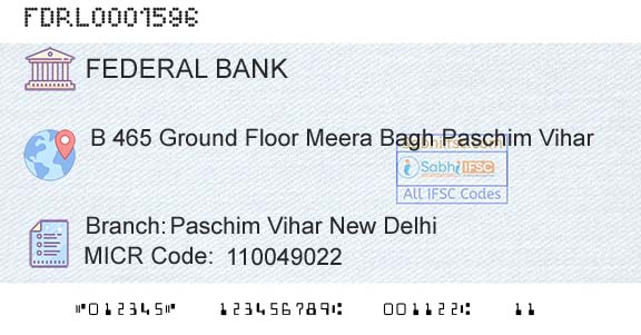 Federal Bank Paschim Vihar New DelhiBranch 