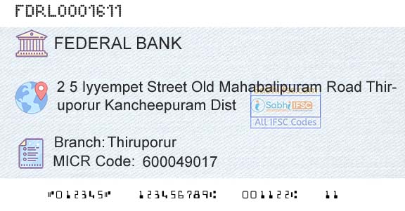 Federal Bank ThiruporurBranch 