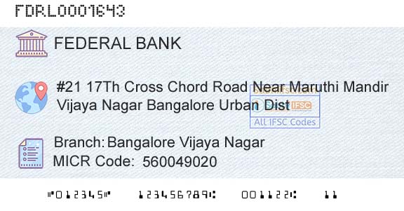 Federal Bank Bangalore Vijaya NagarBranch 