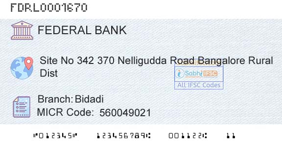 Federal Bank BidadiBranch 
