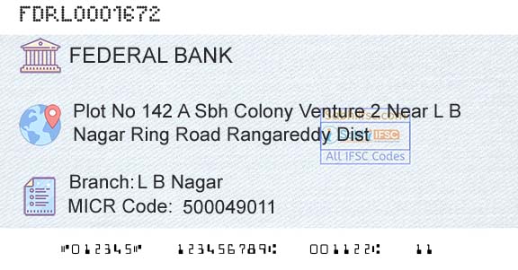 Federal Bank L B NagarBranch 