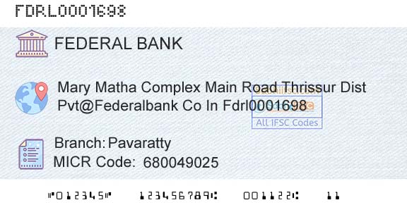 Federal Bank PavarattyBranch 