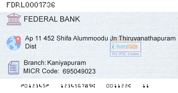 Federal Bank KaniyapuramBranch 
