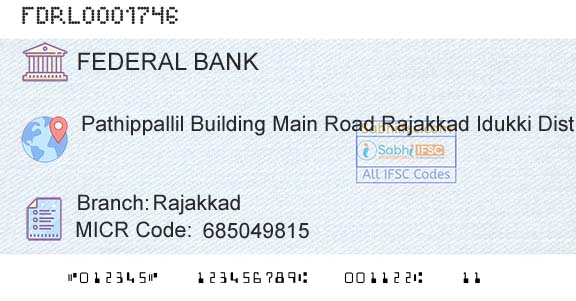 Federal Bank RajakkadBranch 