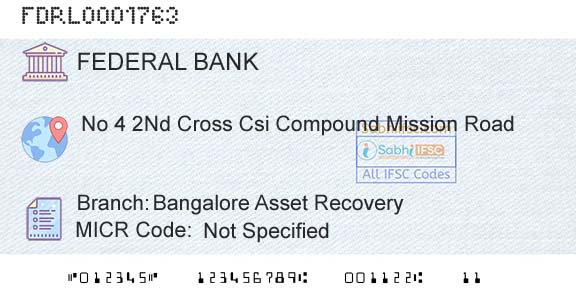 Federal Bank Bangalore Asset RecoveryBranch 