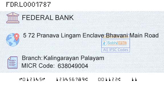 Federal Bank Kalingarayan PalayamBranch 
