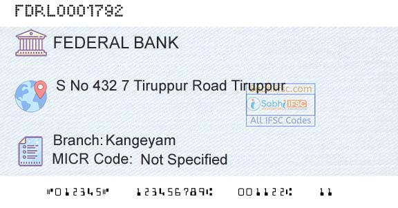 Federal Bank KangeyamBranch 