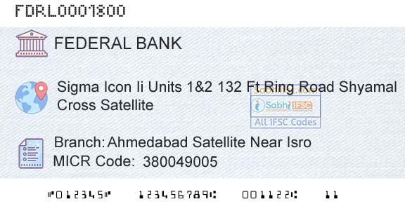Federal Bank Ahmedabad Satellite Near Isro Branch 