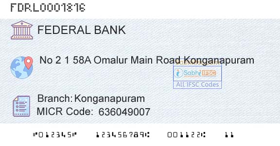 Federal Bank KonganapuramBranch 