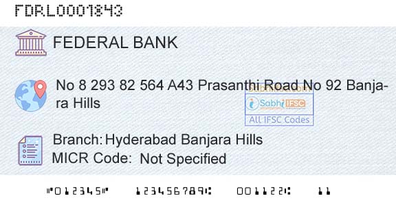 Federal Bank Hyderabad Banjara HillsBranch 
