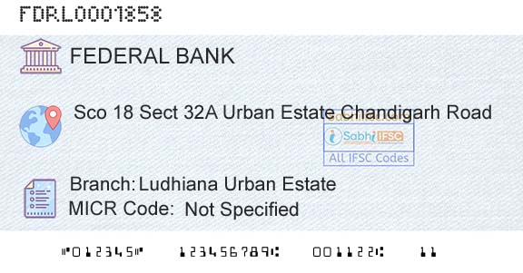Federal Bank Ludhiana Urban EstateBranch 