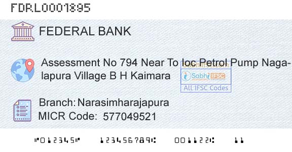 Federal Bank NarasimharajapuraBranch 