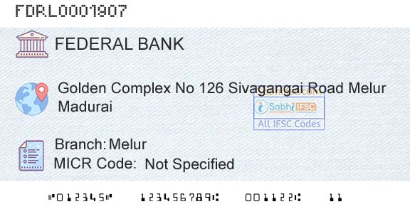 Federal Bank MelurBranch 