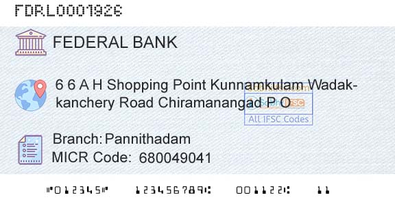 Federal Bank PannithadamBranch 