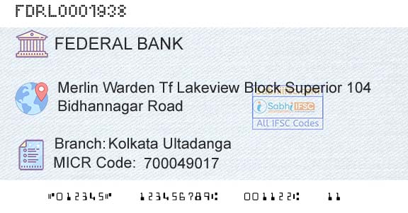 Federal Bank Kolkata UltadangaBranch 