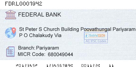 Federal Bank PariyaramBranch 