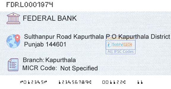 Federal Bank KapurthalaBranch 