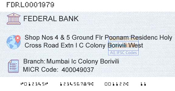 Federal Bank Mumbai Ic Colony BoriviliBranch 
