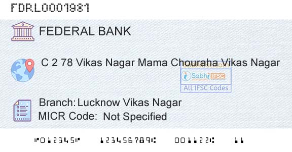 Federal Bank Lucknow Vikas NagarBranch 