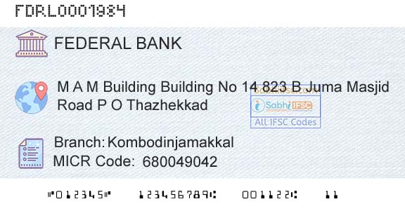 Federal Bank KombodinjamakkalBranch 
