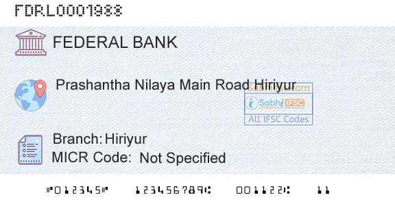 Federal Bank HiriyurBranch 