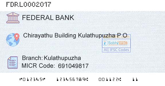 Federal Bank KulathupuzhaBranch 
