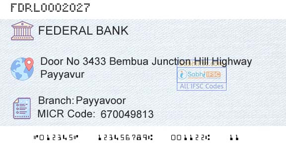 Federal Bank PayyavoorBranch 