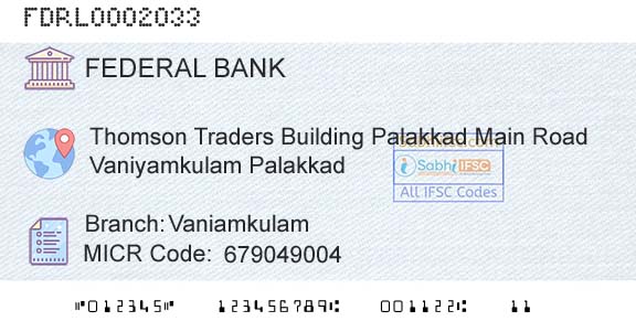 Federal Bank VaniamkulamBranch 