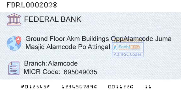 Federal Bank AlamcodeBranch 