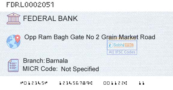 Federal Bank BarnalaBranch 